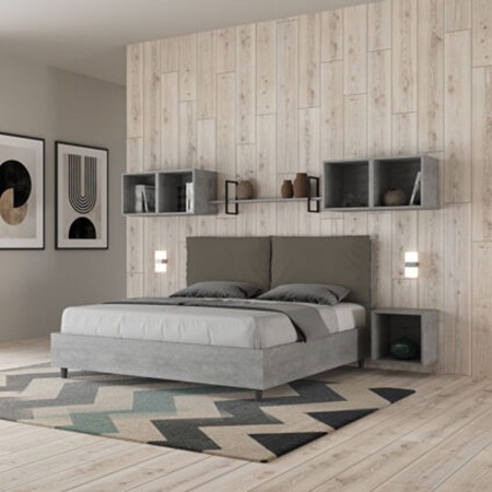 Letto Matrimoniale in legno con cuscini similpelle Egos Antea 160x190