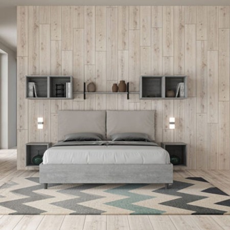 Letto Matrimoniale in legno con cuscini similpelle Egos Antea 160x190