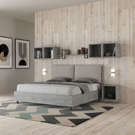 Letto Matrimoniale in legno con cuscini similpelle Egos Antea 160x190