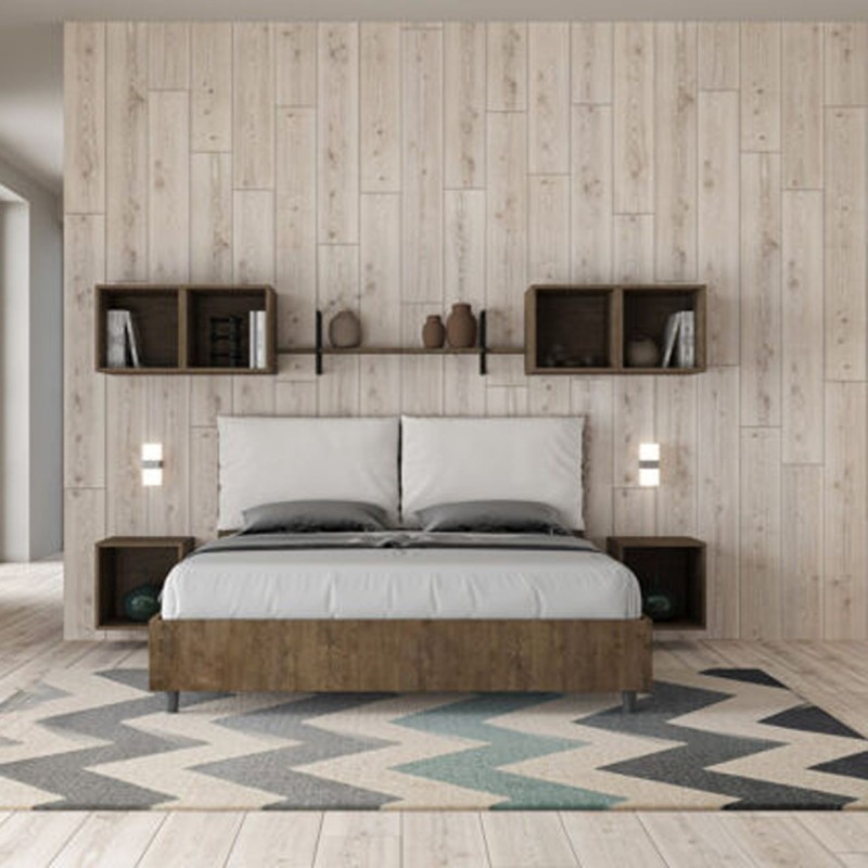 Letto Matrimoniale in legno con cuscini similpelle Egos Antea 160x190