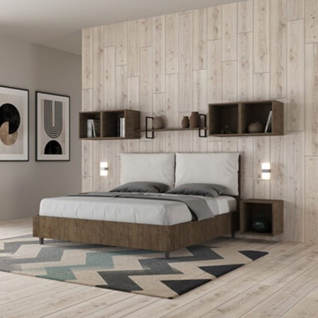 Letto Matrimoniale in legno con cuscini similpelle Egos Antea 160x190