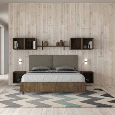 Letto Matrimoniale in legno con cuscini similpelle Egos Antea 160x190