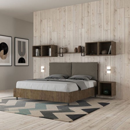 Letto Matrimoniale in legno con cuscini similpelle Egos Antea 160x190