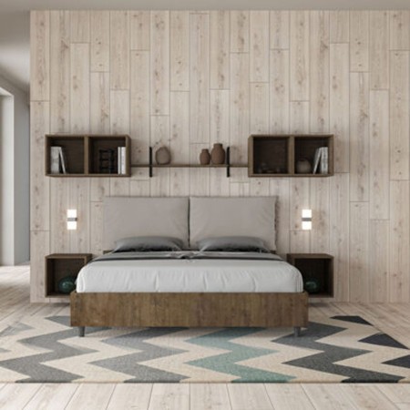 Letto Matrimoniale in legno con cuscini similpelle Egos Antea 160x190