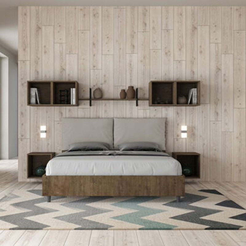 Letto Matrimoniale in legno con cuscini similpelle Egos Antea 160x190