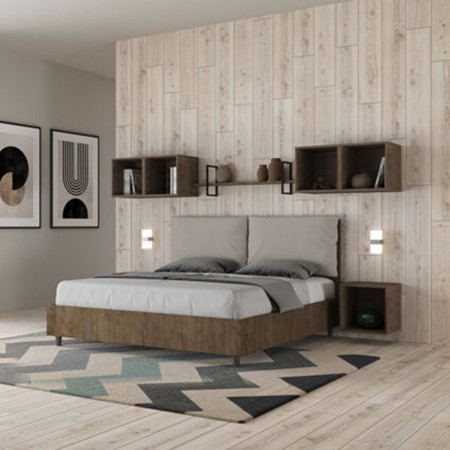 Letto Matrimoniale in legno con cuscini similpelle Egos Antea 160x190
