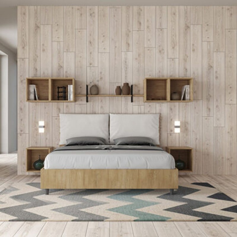 Letto Matrimoniale in legno con cuscini similpelle Egos Antea 160x190
