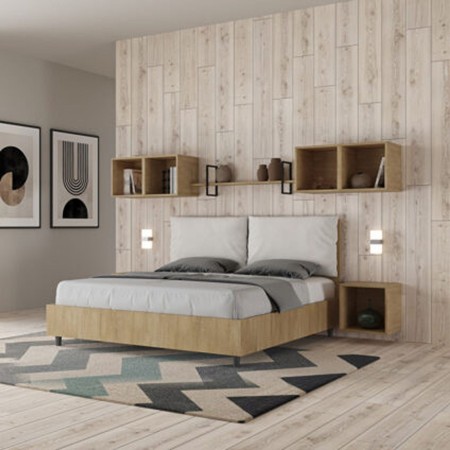 Letto Matrimoniale in legno con cuscini similpelle Egos Antea 160x190