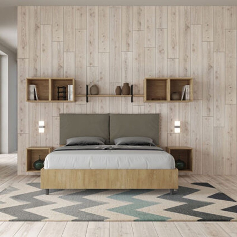 Letto Matrimoniale in legno con cuscini similpelle Egos Antea 160x190