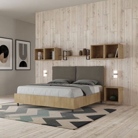 Letto Matrimoniale in legno con cuscini similpelle Egos Antea 160x190