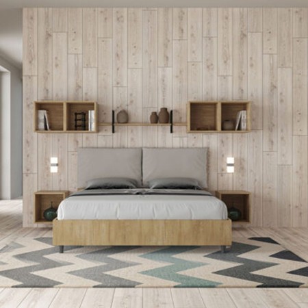 Letto Matrimoniale in legno con cuscini similpelle Egos Antea 160x190