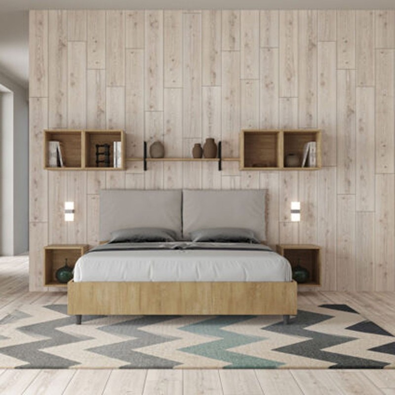 Letto Matrimoniale in legno con cuscini similpelle Egos Antea 160x190