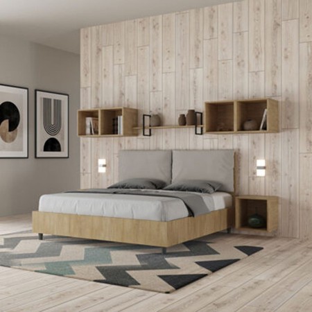 Letto Matrimoniale in legno con cuscini similpelle Egos Antea 160x190