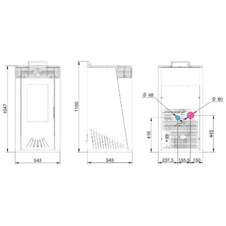 Stufa a pellet Euro Alpi ROSA CANALIZZATA 2 USCITE 11,03 kW Colore Nera