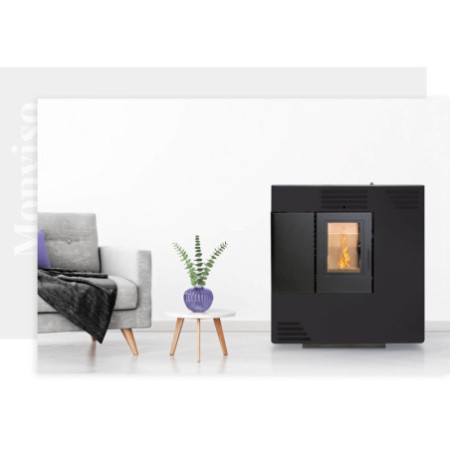 Stufa a pellet Euro Alpi MONVISO CANALIZZATA 4 USCITE 7,25 kW Colore Nera