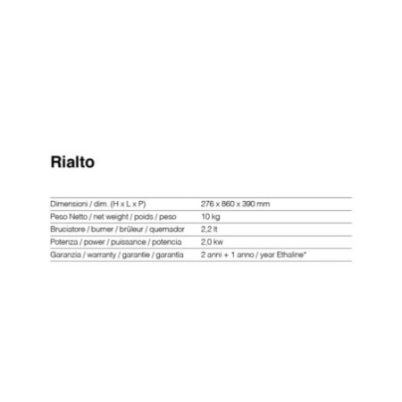 Biocamino da Tavolo Ruby  Modello Rialto Nera