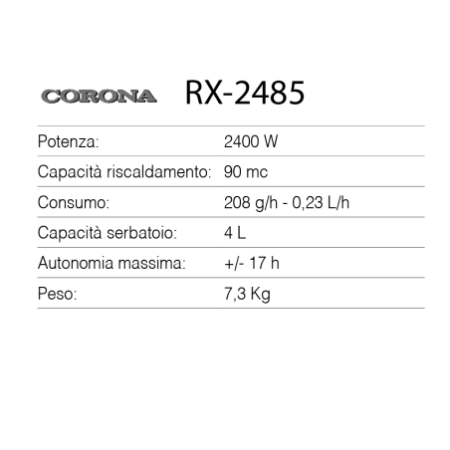 Stufa a Combustibile Liquido Corona Modello RX 2485