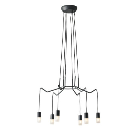 Lampadario Sospensione Spider Eclettico Colore Antracite 6 x G 9 max  10W