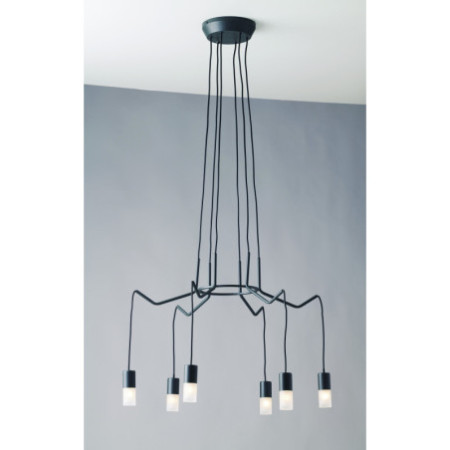Lampadario Sospensione Spider Eclettico Colore Antracite 6 x G 9 max  10W