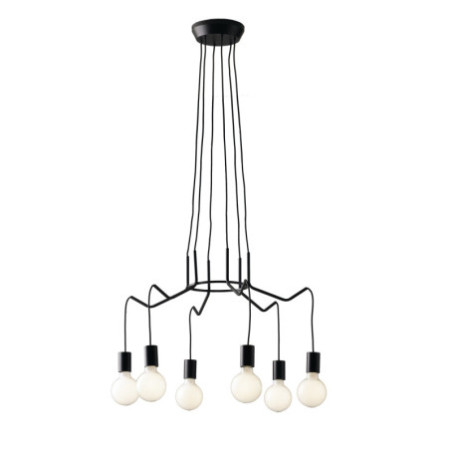 Lampadario Sospensione Habitat Eclettico Colore Nero 6 x E 27 max  40W