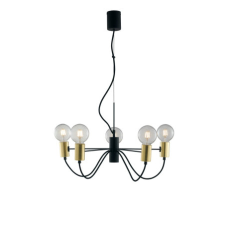 Lampadario Sospensione Axon Class Colore Nero Oro 5 x E 27 max  60W