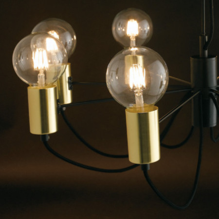 Lampadario Sospensione Axon Class Colore Nero Oro 5 x E 27 max  60W