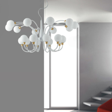 Lampadario Sospensione Aida Class Colore Bianco Oro 20 x G 9 max  28W
