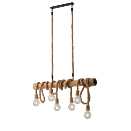 Lampadario Sospensione Rope Vintage in Corda 6 x E 27 max  40W