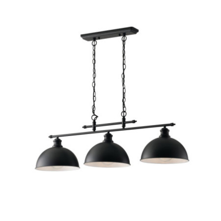 Lampadario Sospensione Charleston Vintage Colore Nero 3 x E 27
