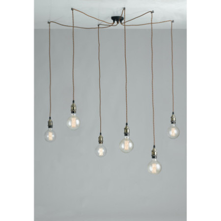 Lampadario Sospensione   Vintage Colore Rame6 6 x E 27 max  60W