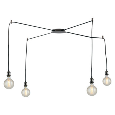 Lampadario Sospensione Vintage Groove Vintage Colore Nero 4 x E 27 max