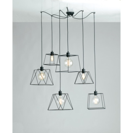 Lampadario Sospensione Brooklyn Industrial Vintage Colore Nero 60W Mis 250 cm