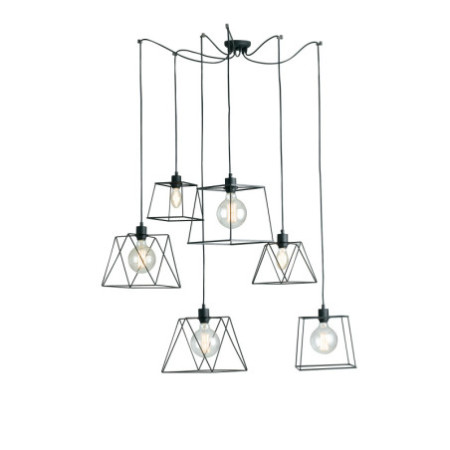 Lampadario Sospensione Brooklyn Industrial Vintage Colore Nero 60W Mis 250 cm