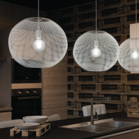 Lampadario Sospensione Esedra Industrial Vintage Colore Bianco 60W