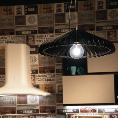 Lampadario Sospensione Calder Industrial Vintage Colore Legno Nero 60W