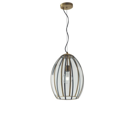 Lampadario Sospensione Chester Industrial Vintage Colore Ottone 60W