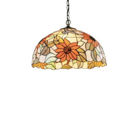Lampadario Sospensione Dafne Industrial Vintage in Vetro Tiffany 3x E 27 max  60W