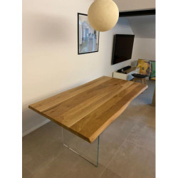 Tavolo in piano massello con 4 gambe in vetro 180x90x77 cm