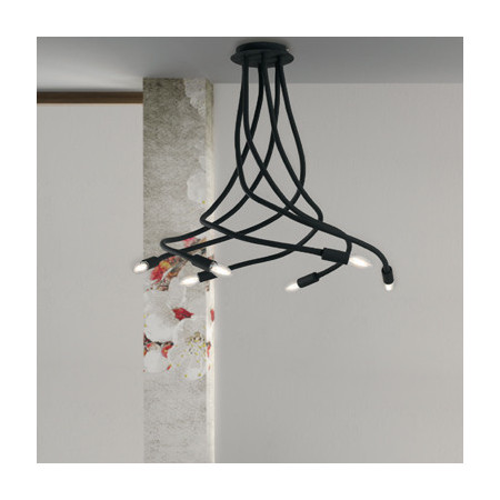 Lampadario Plafoniera Lover Eclettico Colore Nero 40 6 x E 14 max W