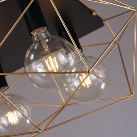 Lampadario Plafoniera Abraxas Class Colore Nero Oro 60 4 x E 7 max W