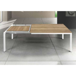 Tavolo da pranzo gambe in metallo bianco in legno rovere 140x90x77 cm