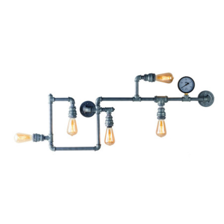 Lampadario Plafoniera Amarcord Industrial Vintage Colore Zincato 5 x E 27 max 60 W