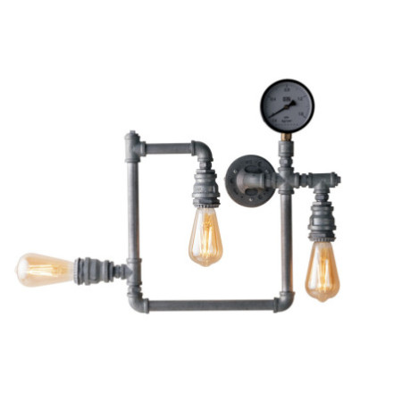 Lampadario Plafoniera Amarcord Industrial Vintage Colore Zincato 3 x E 27 max  60 W