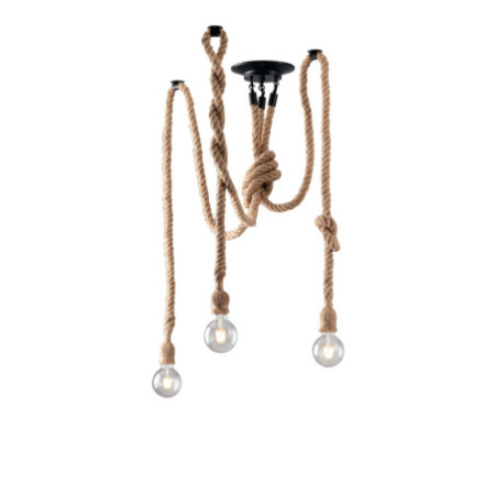 Lampadario Plafoniera Rope Industrial Vintage in Corda 3 x E 27 max 40 W