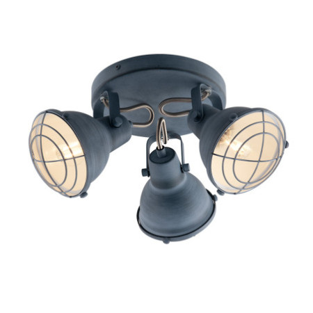 Lampadario Plafoniera Cuba Industrial Vintage Colore Grigio Pietra 3 x E 14 maz  25 W