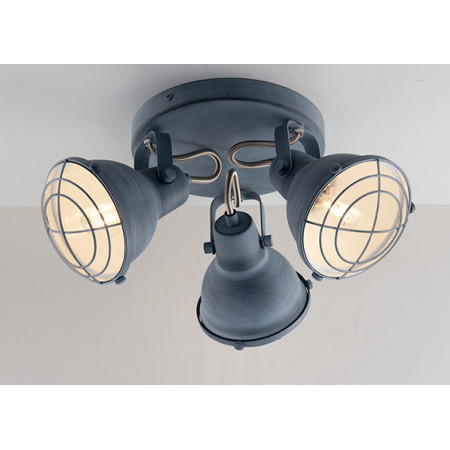 Lampadario Plafoniera Cuba Industrial Vintage Colore Grigio Pietra 3 x E 14 maz  25 W