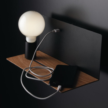 Lampadario Applique Flash Eclettico USB Colore Nero 40 W