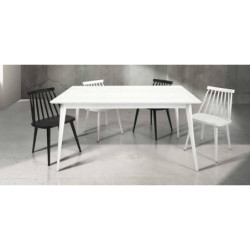Tavolo in legno piano abete spazzolato bianco allungabile 160x85x77 cm