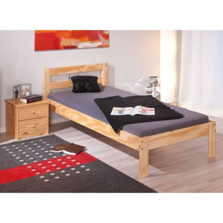 Letto singolo in pino massello naturale