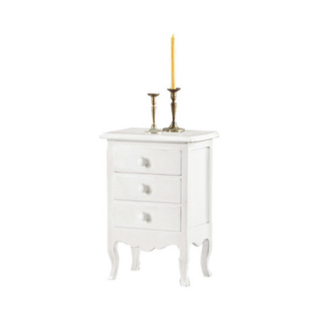 Comodino Bianco Opaco in Legno massello con 3 Pratici Cassetti Misure: 43x32x64 cm design classico e funzionale